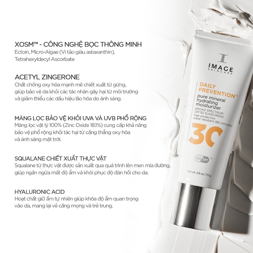 Ảnh Kem chống nắng cho da khô IMAGE Skincare DAILY PREVENTION Pure Mineral Hydrating Moisturizer SPF30 (7g) 3
