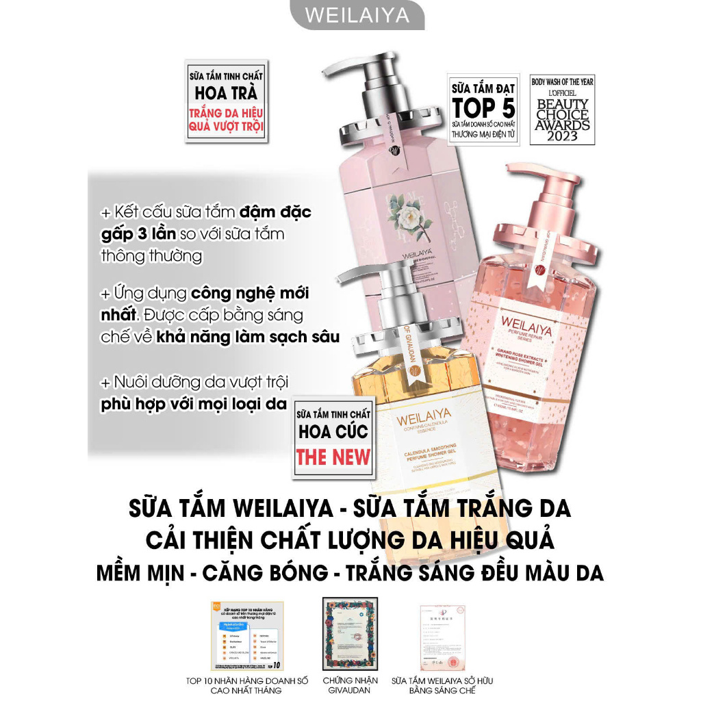 Ảnh Sữa Tắm Nước Hoa Weilaiya Chính Hãng 450ml Hương Thơm Quyến Rũ Sang Trọng 2
