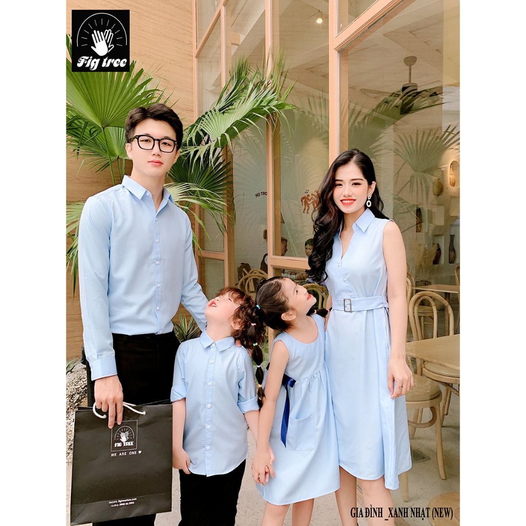 Đồng Phục Gia Đình FIG TREE Màu Xanh Nhạt New Nhẹ Nhàng (kèm feedback siêu sang)