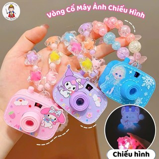Set Máy Ảnh Kèm Vòng Cổ Vòng Tay Kuromi/Melody/Cún Trắng Dễ Thương Có Đèn LED Chiếu Hình Lung Linh Vòng Trang Trí Cho Bé