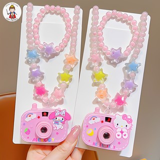 Set Máy Ảnh Kèm Vòng Cổ Vòng Tay Kuromi/Melody/Cún Trắng Dễ Thương Có Đèn LED Chiếu Hình Lung Linh Vòng Trang Trí Cho Bé