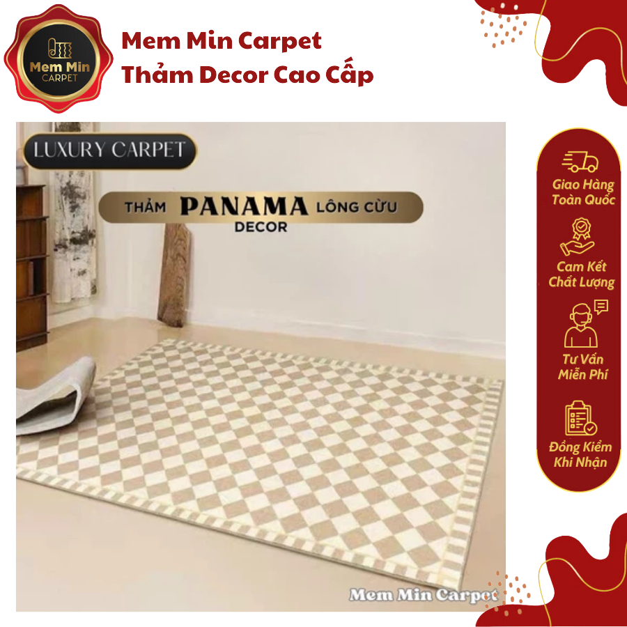 (TH23) Thảm Panama Lông Cừu Cao Cấp Chất Liệu Lông Cừu Siêu Mềm Mịn Mướt, Thiết Kế Sang Trọng, Hiện Đại 23- Memmincarpet