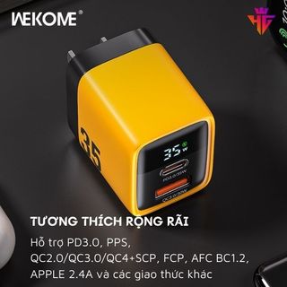 Cốc sạc nhanh 2 cổng Wekome WP-U25 / CS01 chân gập tiện dụng, USB 30W, TypeC 35W - Hãng phân phối