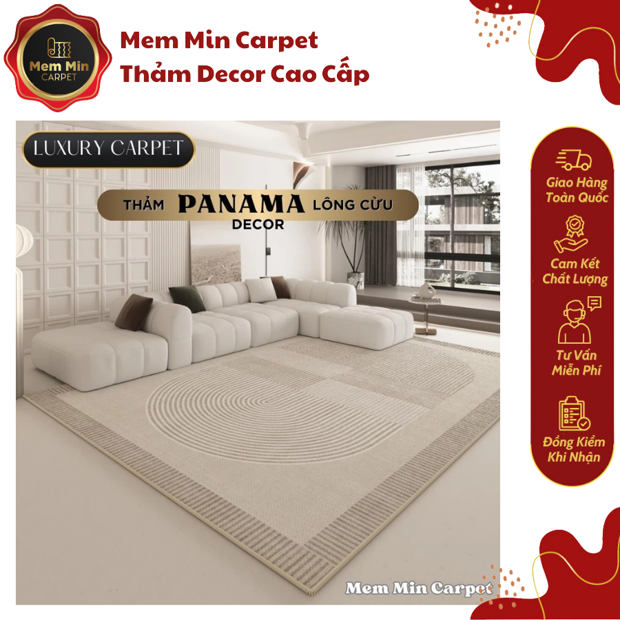 (TH26) Thảm Panama Lông Cừu Cao Cấp Chất Liệu Lông Cừu Siêu Mềm Mịn Mướt, Thiết Kế Sang Trọng, Hiện Đại 26- Memmincarpet