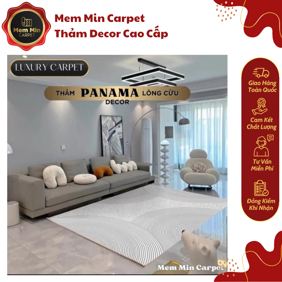 (TH27) Thảm Panama Lông Cừu Cao Cấp Chất Liệu Lông Cừu Siêu Mềm Mịn Mướt, Thiết Kế Sang Trọng, Hiện Đại 27- Memmincarpet
