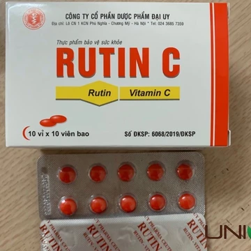 Rutin C hộp 100 viên nén - Bổ sung Vitamin C và rutin giúp tăng tính bền mạch máu, giảm chảy máu chân răng - UNIV