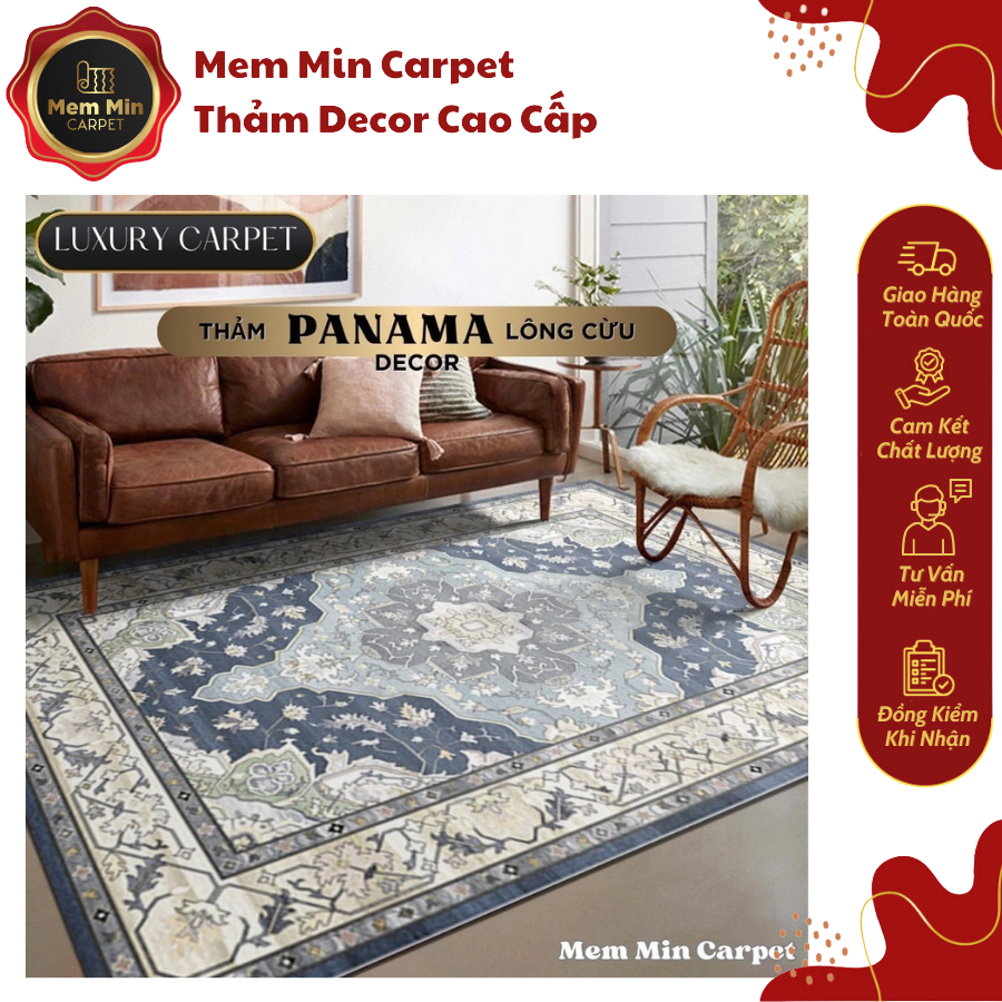 (TH33) Thảm Panama Lông Cừu Cao Cấp Chất Liệu Lông Cừu Siêu Mềm Mịn Mướt, Thiết Kế Sang Trọng, Hiện Đại 33- Memmincarpet