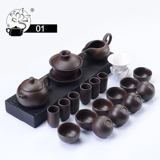 Bộ ấm chén uống trà bằng gốm Tử Sa Tây Thi 19 món - Ấm chén trà đạo đầy đủ chi tiết bày trí phòng tiếp khách