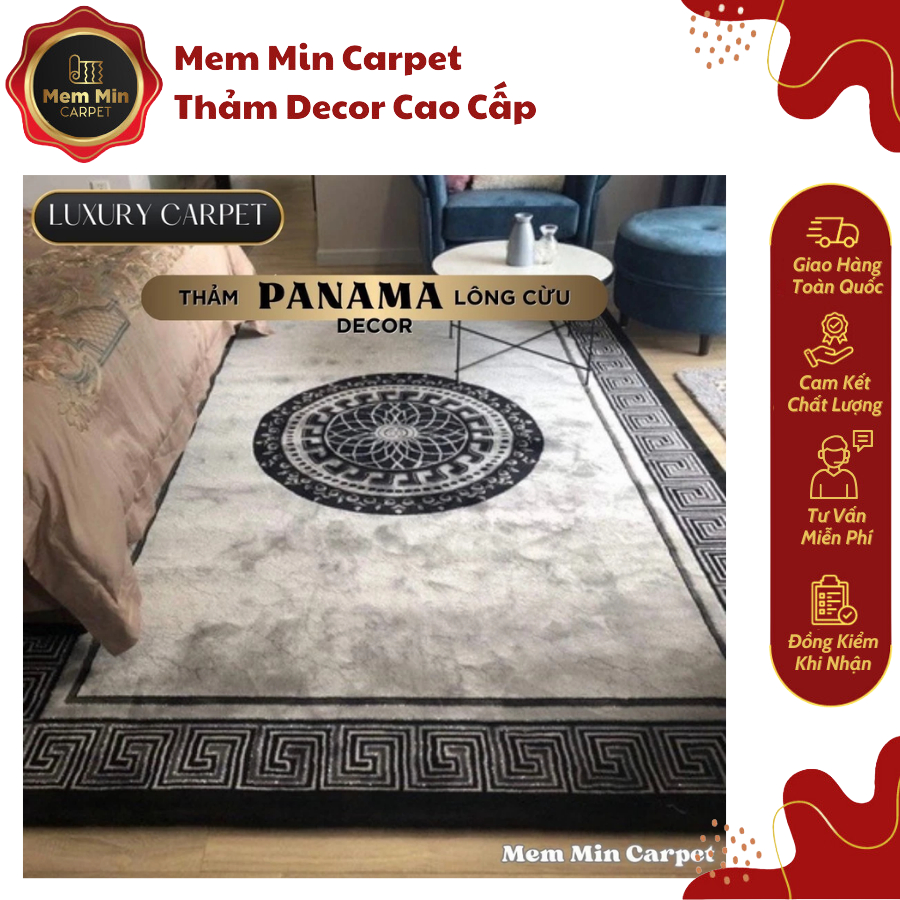 (TH35) Thảm Panama Lông Cừu Cao Cấp Chất Liệu Lông Cừu Siêu Mềm Mịn Mướt, Thiết Kế Sang Trọng, Hiện Đại 35- Memmincarpet