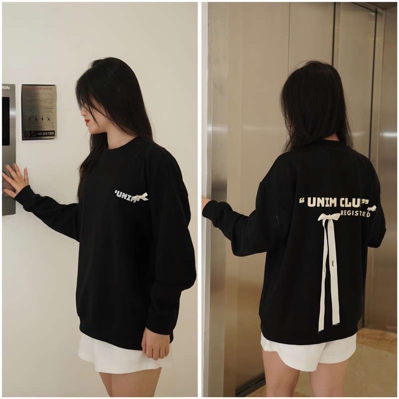 [Tặng kèm GiftBox] Áo Sweater Nơ Hàn Quốc Unim Club Form Unisex Hottrend Vải Nỉ Chân Cua CVC 350Gsm Cao Cấp - ASN