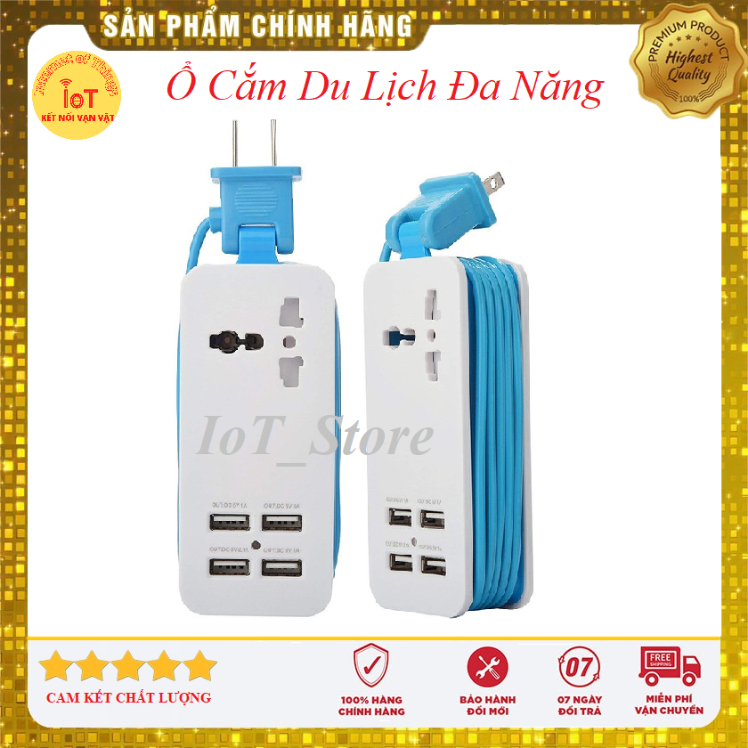 Ổ Cắm Điện Du Lịch Mini Tích Hợp 4 Cổng USB 5V, Ổ Cắm Điện Du Lịch Nhỏ ...
