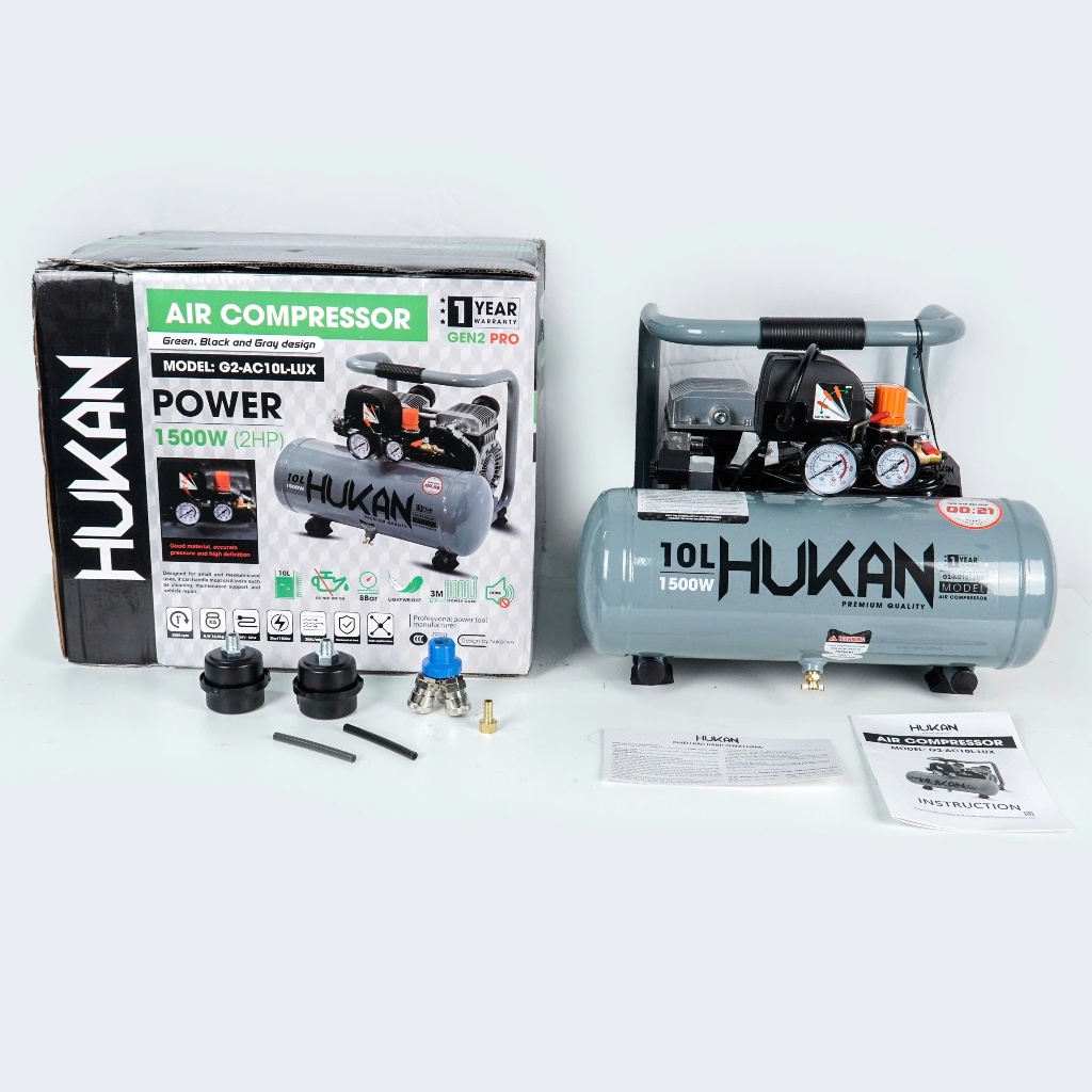 Máy Nén Khí Không Dầu HUKAN(GEN2 PRO)10L Nạp khí nhanh 21s,Động Cơ Đồng 100% Dùng Phun Sơn, Thổi Bụi, Thổi Nước, Bơm Hơi