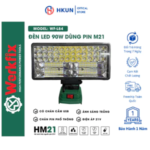 Thân đèn pin LED WORKFIX 84 Bóng siêu sáng có 2 cổng USB, sử dụng chân pin phổ thông 4cm