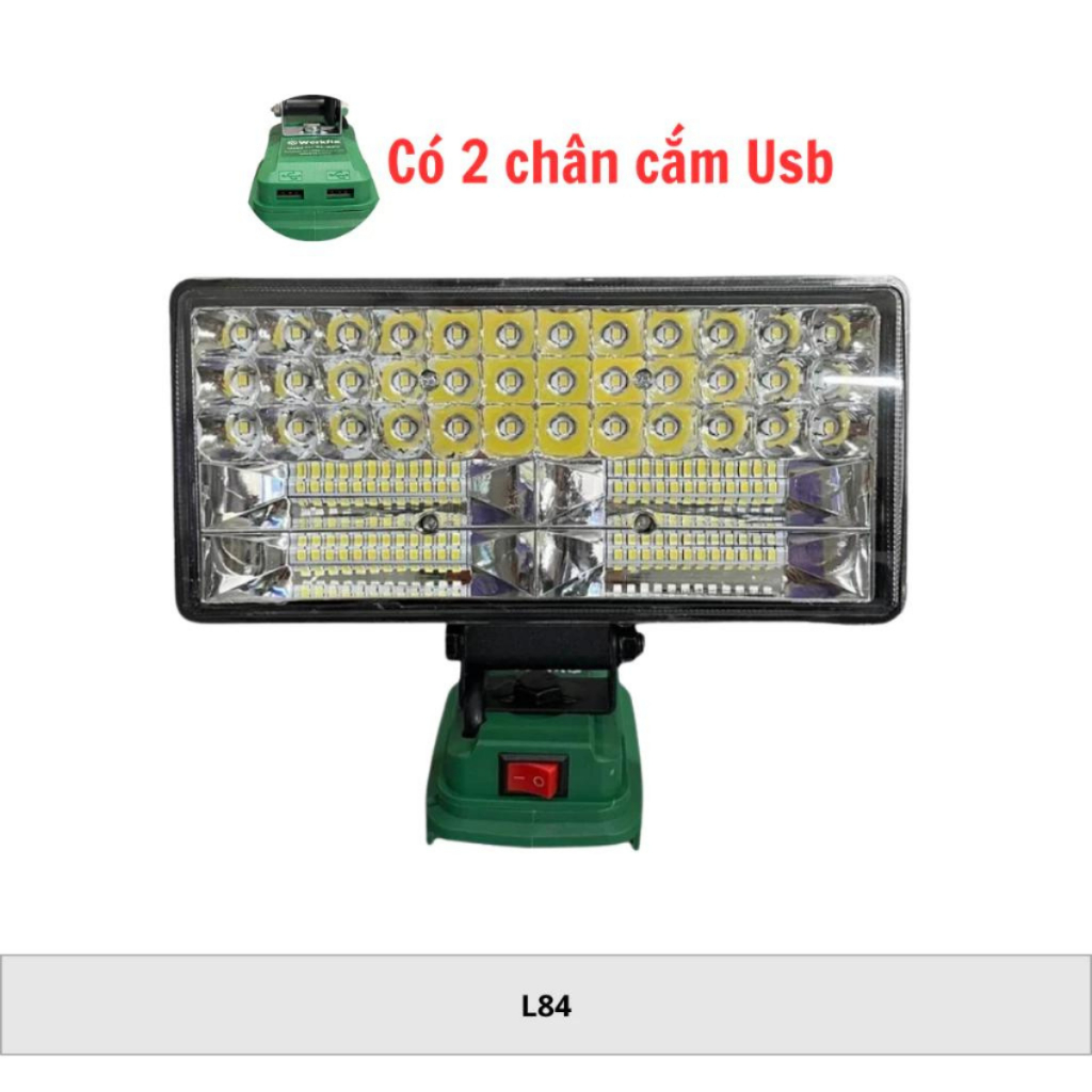 Thân đèn pin LED WORKFIX 84 Bóng siêu sáng có 2 cổng USB, sử dụng chân pin phổ thông 4cm