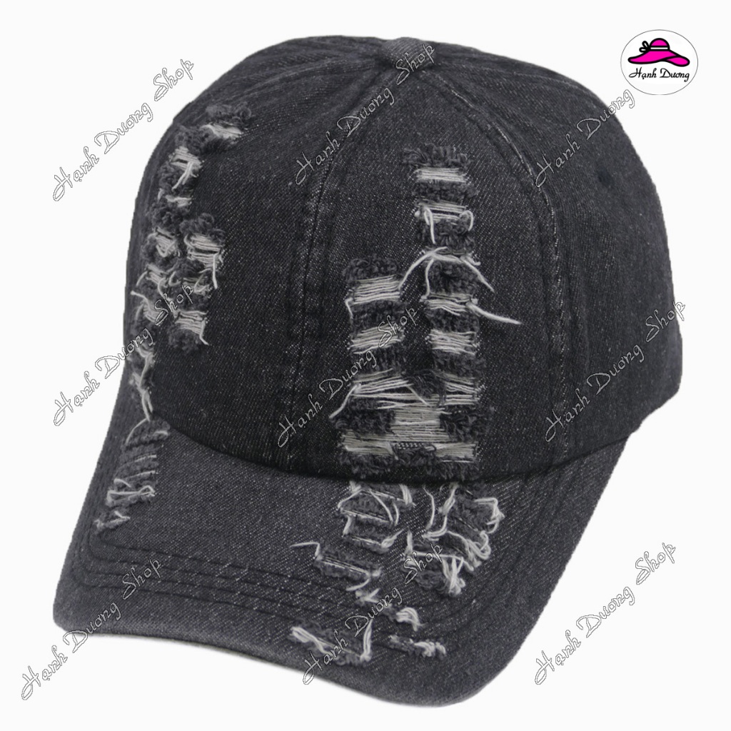 Nón kết jeans, mũ lưỡi trai nam nữ đẹp rách 1 lớp đơn giản vải jean bên ...