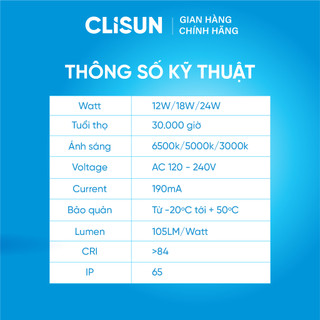 Đèn LED Ốp Trần CLISUN | Đèn LED Trần Ốp Nổi Tròn Vuông Economy Hiện Đại, Tiết Kiệm Điện, Tuổi Thọ Cao 30000H