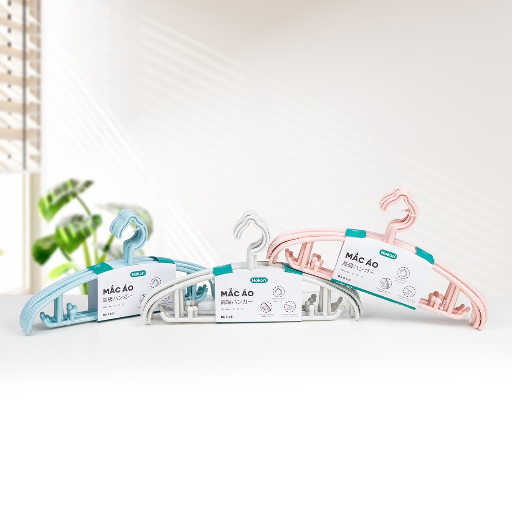 SET 10 Mắc treo giữ Form quần áo Hokori Chính Hãng Việt Nhật Plastic (mã 2820)
