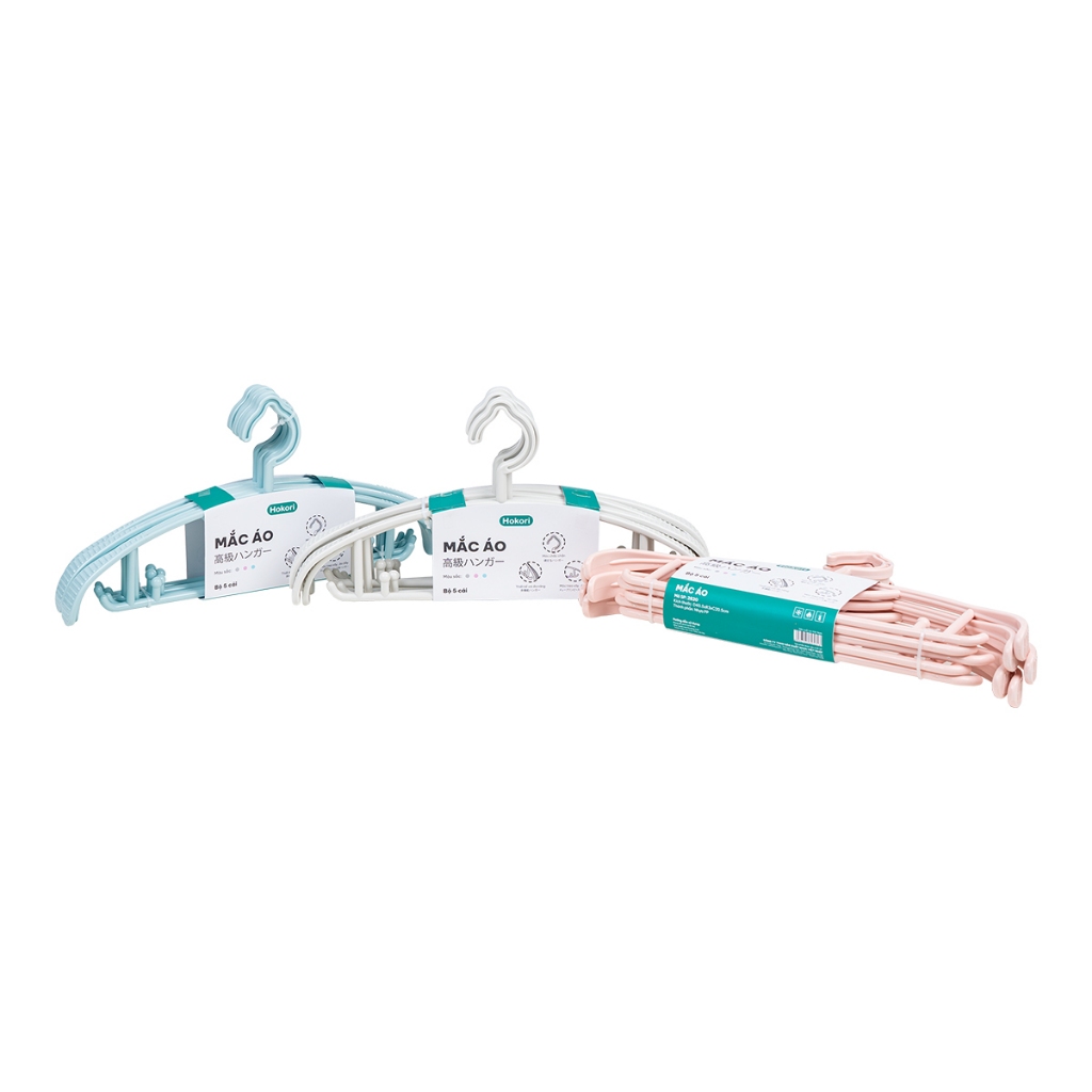 SET 10 Mắc treo giữ Form quần áo Hokori Chính Hãng Việt Nhật Plastic (mã 2820)