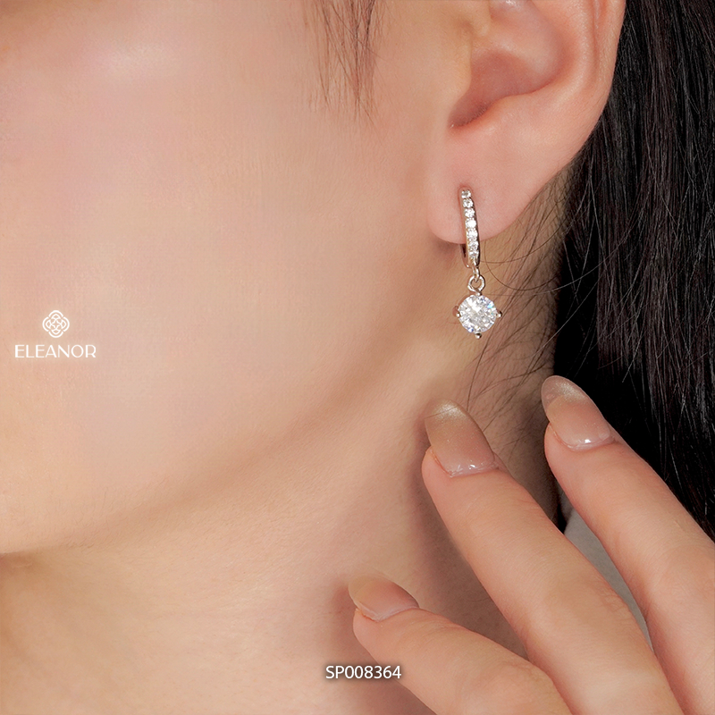 Ảnh Bông tai nữ chuôi bạc 925 Eleanor Accessories đính đá khuyên tai dáng thả phụ kiện trang sức 8364 2