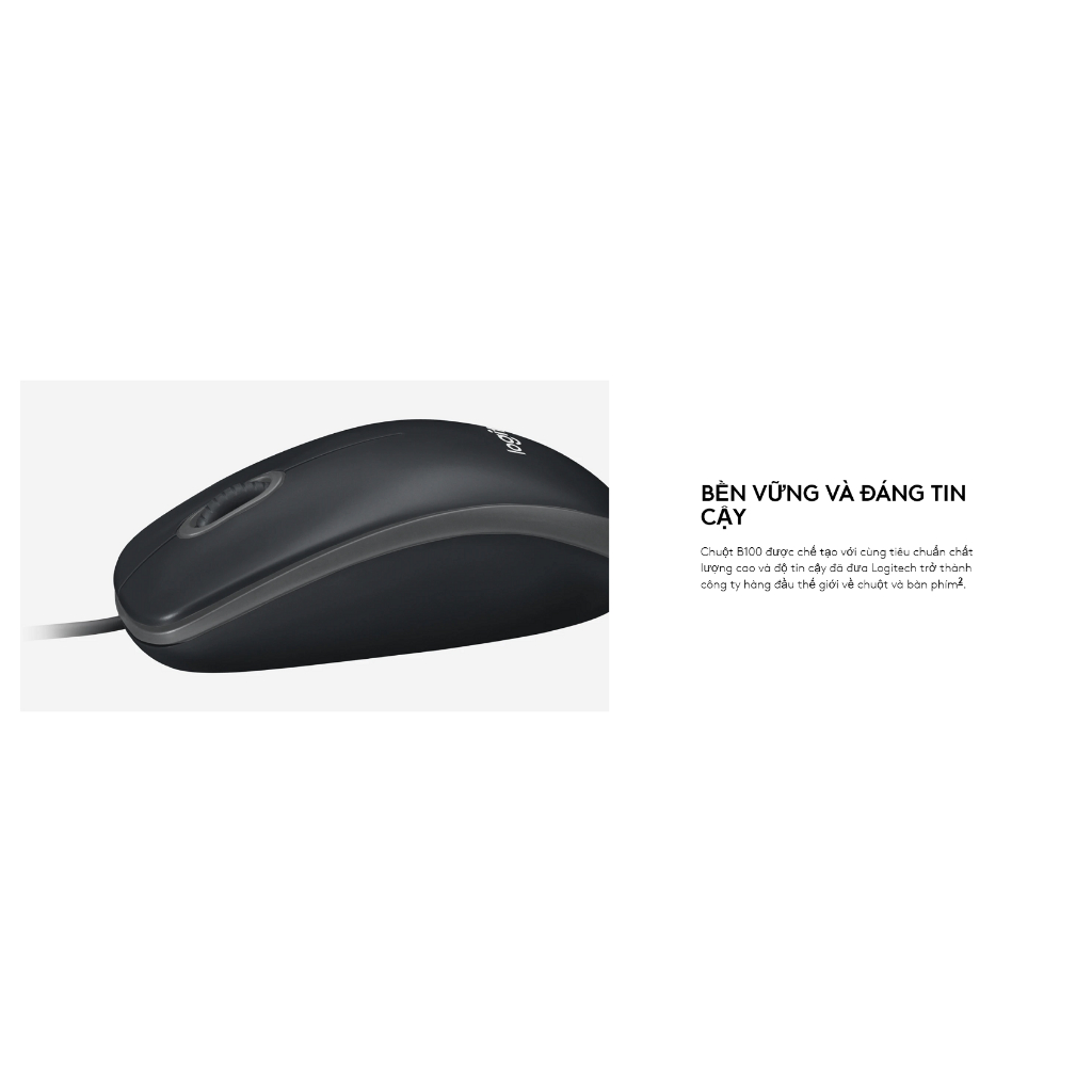 Ảnh Chuột có dây Logitech B100 - Dây dài 1m8, thiết kế ôm tay, thuận cả 2 tay - Bảo hành 3 năm 3