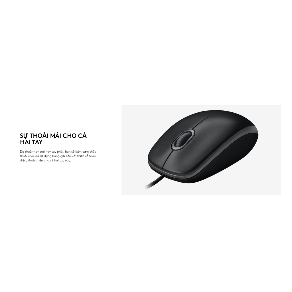 Ảnh Chuột có dây Logitech B100 - Dây dài 1m8, thiết kế ôm tay, thuận cả 2 tay - Bảo hành 3 năm 2
