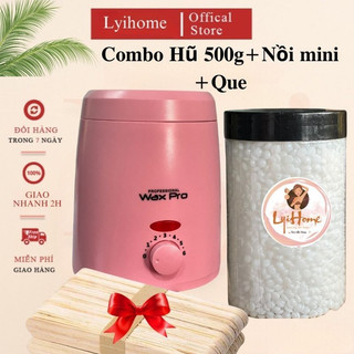 COMBO NỒI MINI + Hũ 500g sáp sữa dừa wax lông nóng cao cấp lyihome, sáp wax lông dẻo thơm dễ sử dụng