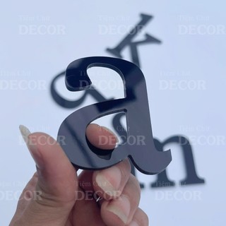Chữ Alu Đen Gương in thường T2 cao 5-10cm (tuỳ chữ) hợp với in hoa 10cm trang trí nhà cửa, biển quảng cáo, decor quán