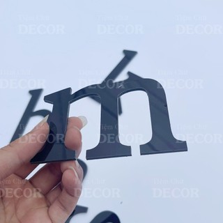 Chữ Alu Đen Gương in thường T2 cao 5-10cm (tuỳ chữ) hợp với in hoa 10cm trang trí nhà cửa, biển quảng cáo, decor quán