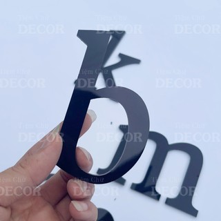 Chữ Alu Đen Gương in thường T2 cao 5-10cm (tuỳ chữ) hợp với in hoa 10cm trang trí nhà cửa, biển quảng cáo, decor quán