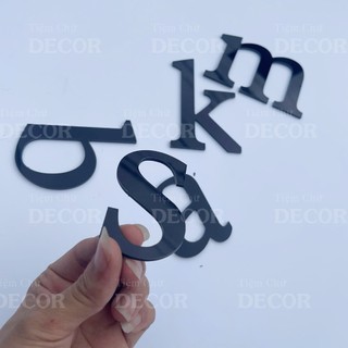 Chữ Alu Đen Gương in thường T2 cao 5-10cm (tuỳ chữ) hợp với in hoa 10cm trang trí nhà cửa, biển quảng cáo, decor quán