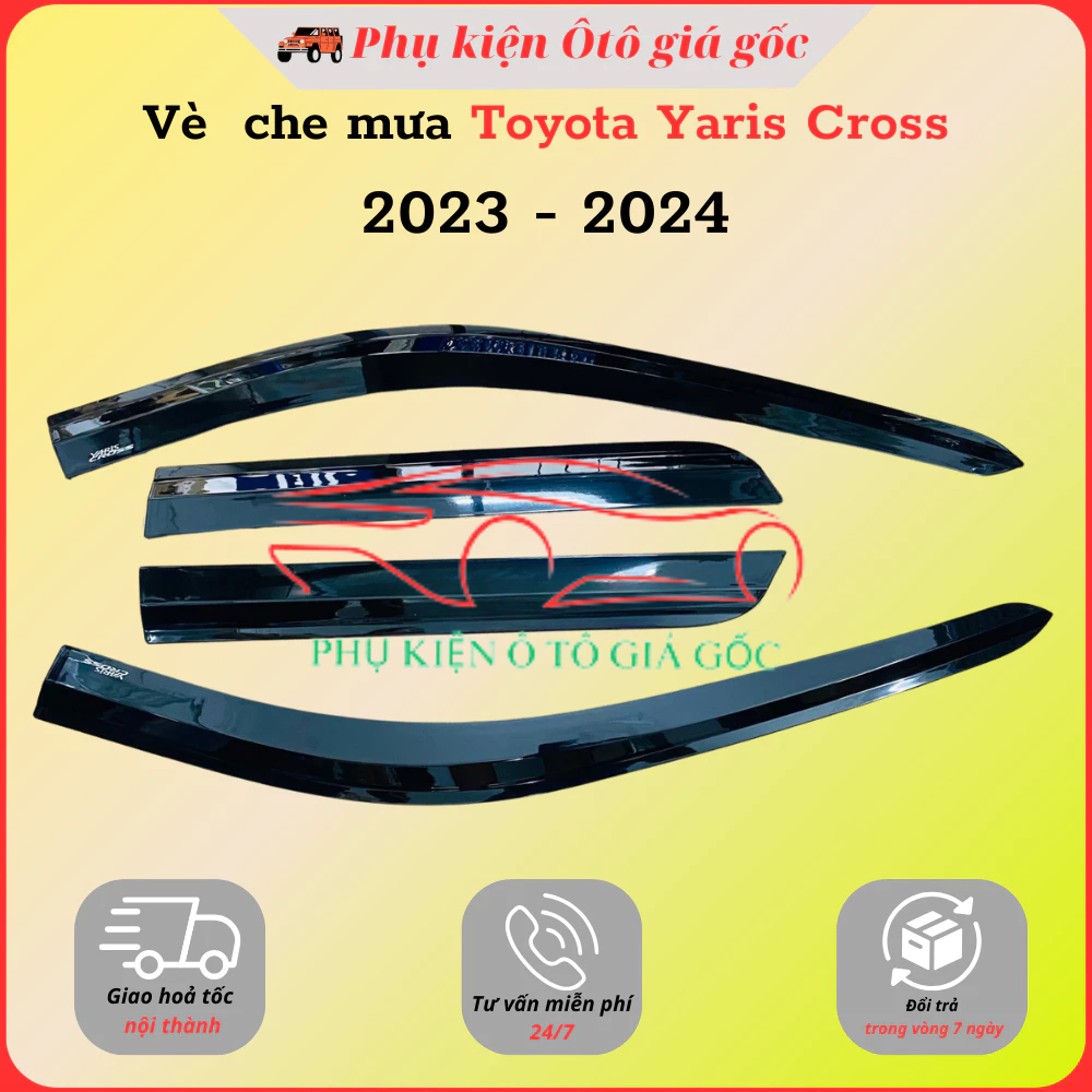 Vè che mưa xe Toyota Yaris Cross 2023, 2024, 2025 nhựa ABS đen dày, cao cấp, sáng bóng