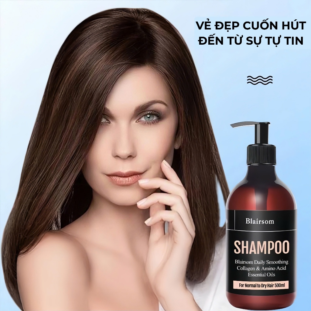 Dầu gội Dưỡng ẩm Suôn mượt Collagen không silicone ngăn rụng 500ml Blairsom Úc (tóc khô, tóc thường)