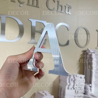 Chữ Nổi Bạc Gương 10cm dày 15mm T2 In Hoa Dán Tường Trang Trí Tiệm - Chữ 3D Decor Biển quảng cáo Chất Liệu Fomex Alu