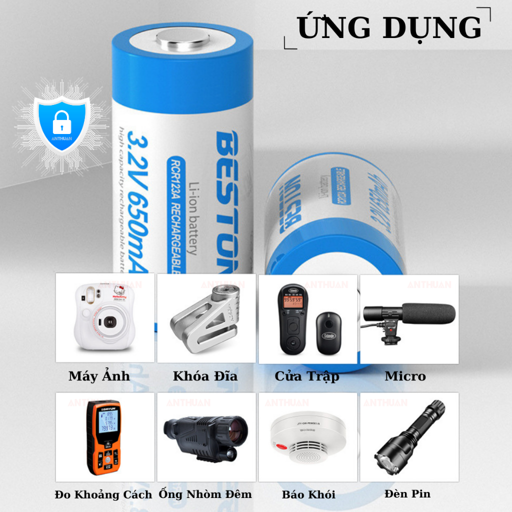 Combo Pin sạc CR123A BESTON máy sạc M7003(CD643) 3.2V cho máy ảnh, ống nhòm, camera, đo khoảnh cách.