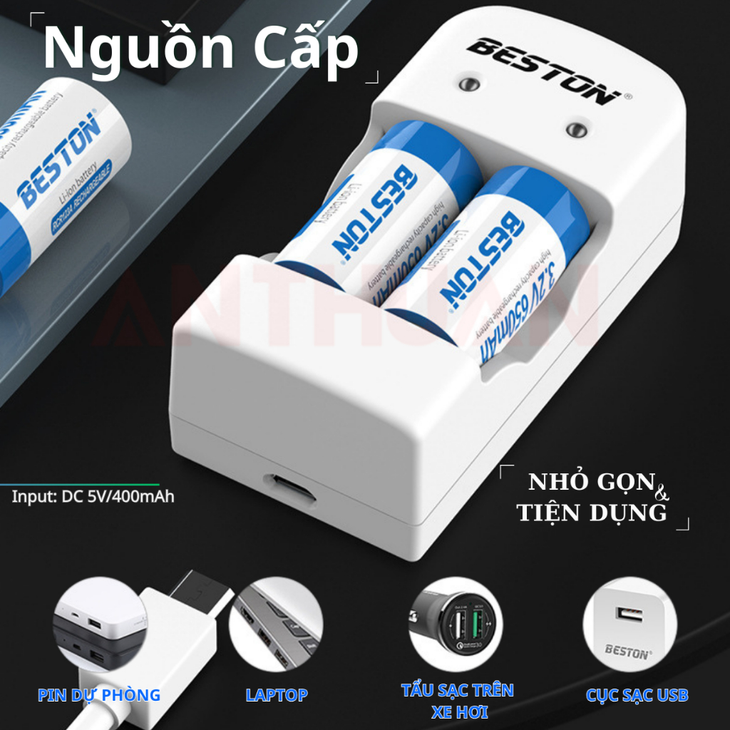 Combo Pin sạc CR123A BESTON máy sạc M7003(CD643) 3.2V cho máy ảnh, ống nhòm, camera, đo khoảnh cách.