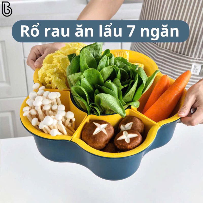 Rổ Đựng Rau Ăn Lẩu Xoay 7 Ngăn , Rổ Nhựa Để Hoa Quả Khay Lẩu Rá Rau Củ ...