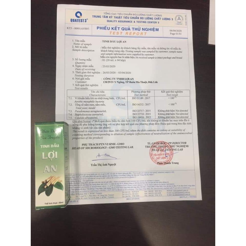 Ảnh Tinh Dầu Lợi An 20ml -Tinh dầu Lợi An Chính Hãng -Dầu Lợi An -Tinh Dầu Bôi Ho Cho Bé - Tinh Dầu Tràm 3