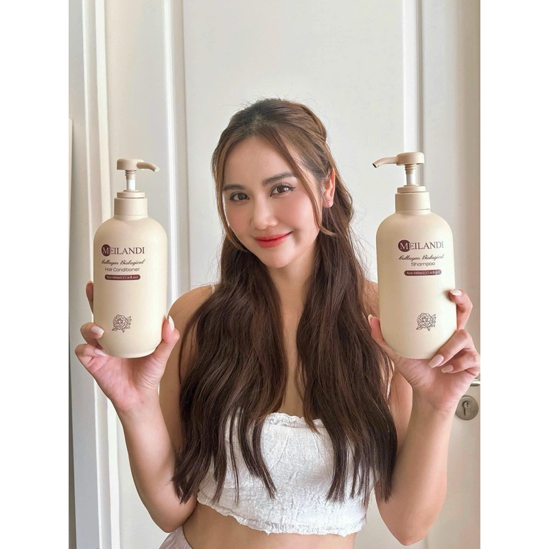 Bộ Dầu Gội Xả Collagen Phục Hồi Siêu Mượt Meilandi Giảm Rụng Mọc Tóc Hương Trà Xanh