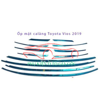 Ốp trang trí mặt ca lăng xe Toyota Vios 2019 - 2020, 2021 - 2023 ốp mặt calang, ca lang xe Vios, Inox cao cấp