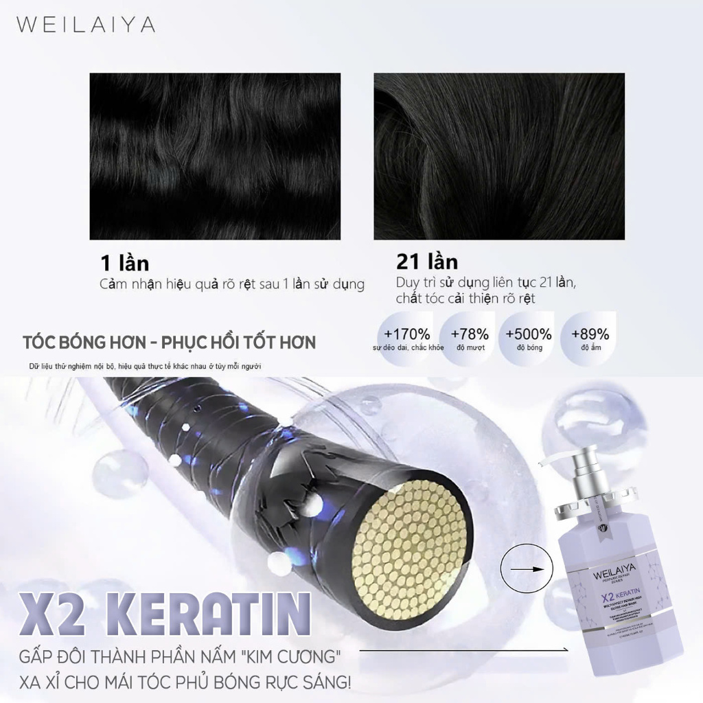 Ảnh Hấp tóc Phục Hồi Weilaiya 450ml X2 Keratin 4