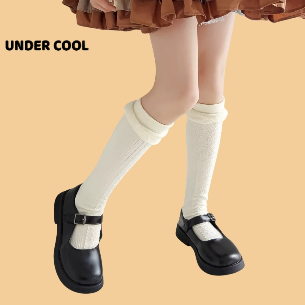Set 5 Đôi Tất Vớ Trẻ Em Trắng Cao Đùi UNDERCOOL dành cho Bé Gái Họa Tiết Gothic Hot Hit Thu Đông TC60