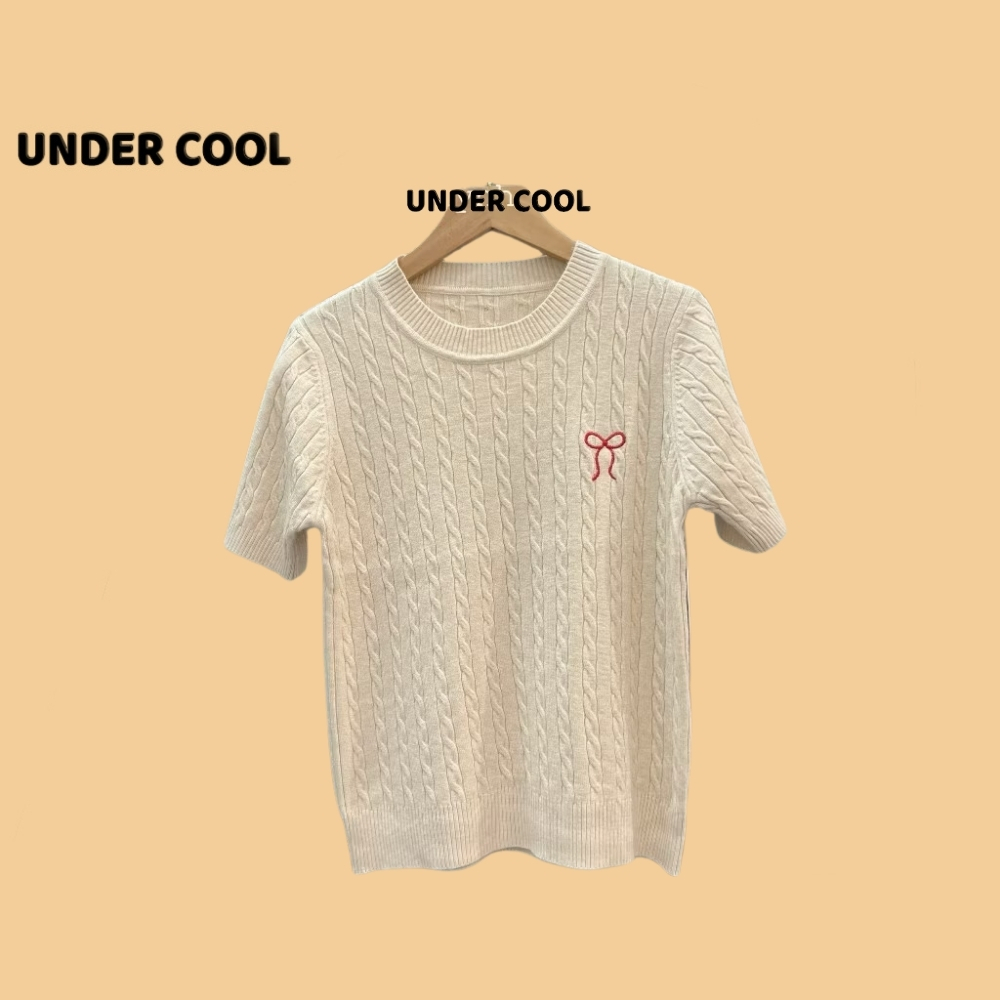 Áo len phối nơ mongtoghi UNDERCOOL Cổ Tròn Đan Thừng Thêu Nơ hot trend Chất liệu Len Mềm 4 màu phong cách ACT40