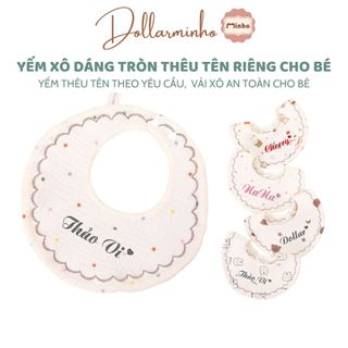 Yếm xô muslin THÊU TÊN bé giữ ấm cổ với 6 lớp cotton an toàn cho bé sơ sinh đến 2 tuổi