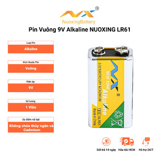 Pin Vuông 9V Alkaline NUOXING LR61 – Pin 9V Cho Micro, Đồng Hồ, Thiết Bị Báo Khói