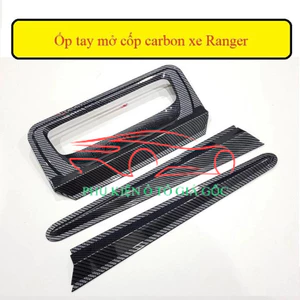 Ốp tay mở cốp sau carbonxe Ford Ranger vân cacbon cao cấp 2014 - 2021