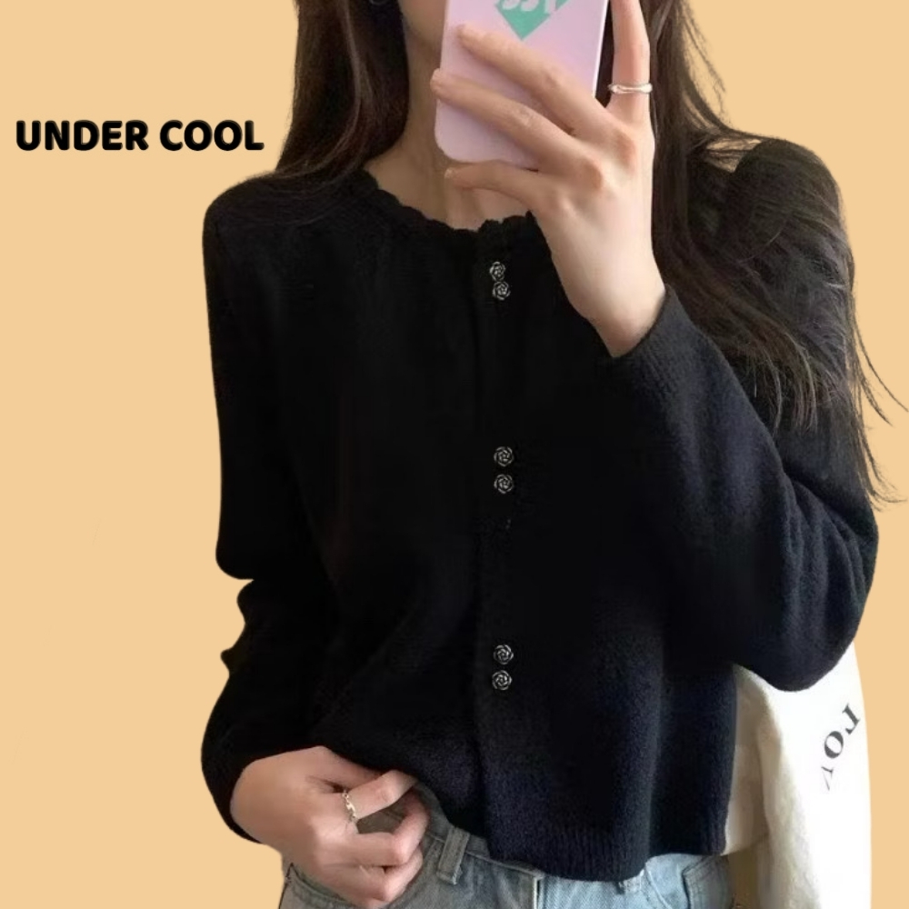 Áo khoác len UNDERCOOL Cardigan chất liệu len dày lông thỏ phối cúc đôi sang chảnh nữ tính cho các nàng AK28