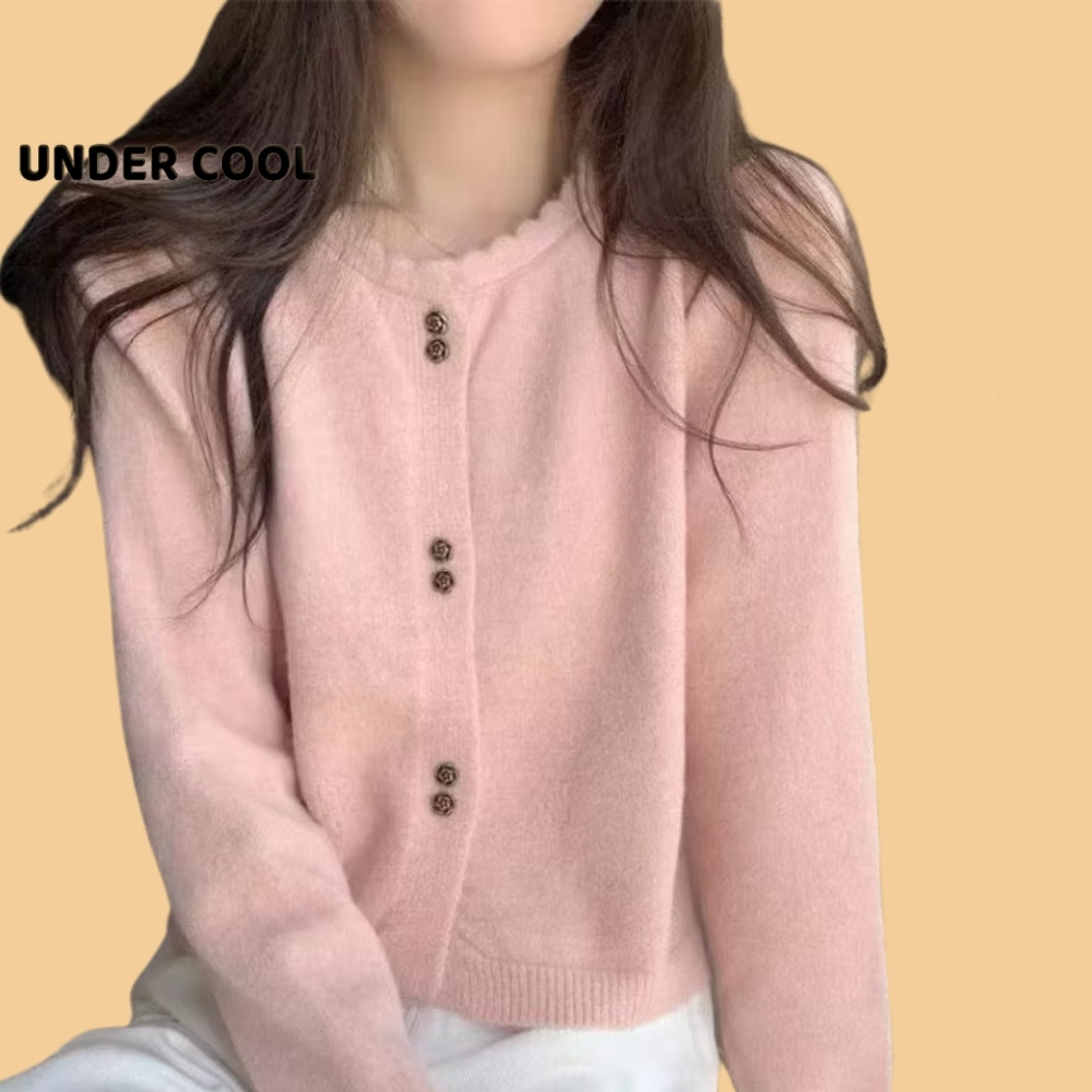 Áo khoác len UNDERCOOL Cardigan chất liệu len dày lông thỏ phối cúc đôi sang chảnh nữ tính cho các nàng AK28