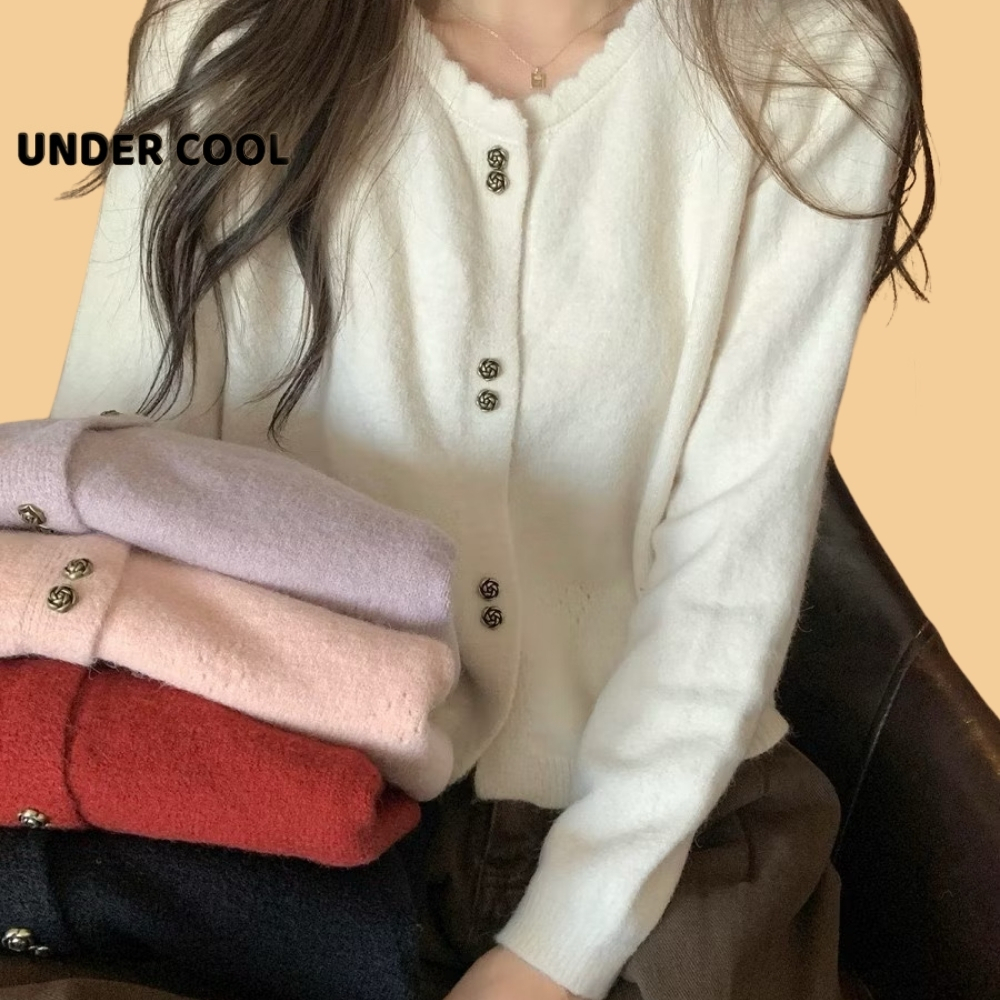 Áo khoác len UNDERCOOL Cardigan chất liệu len dày lông thỏ phối cúc đôi sang chảnh nữ tính cho các nàng AK28