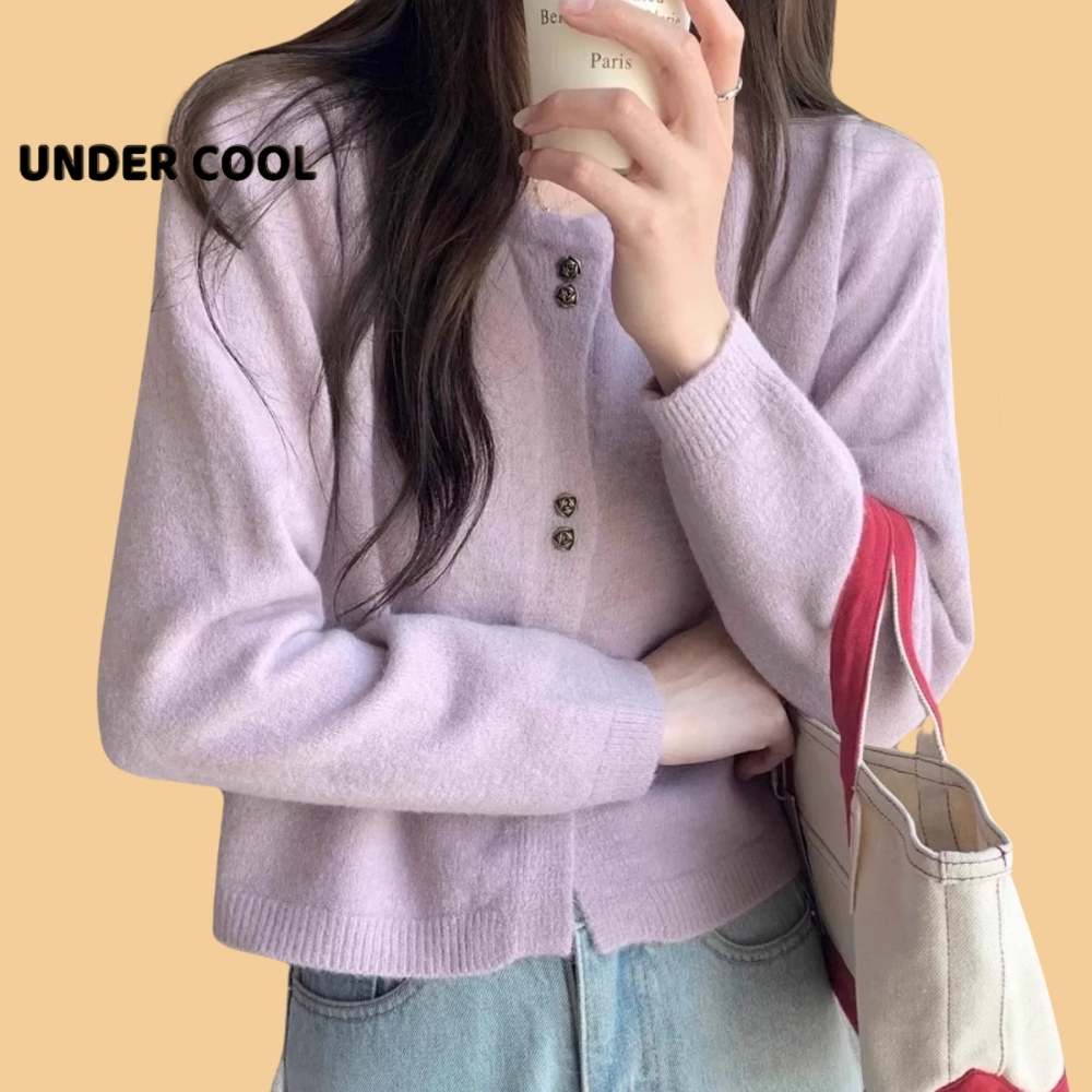Áo khoác len UNDERCOOL Cardigan chất liệu len dày lông thỏ phối cúc đôi sang chảnh nữ tính cho các nàng AK28