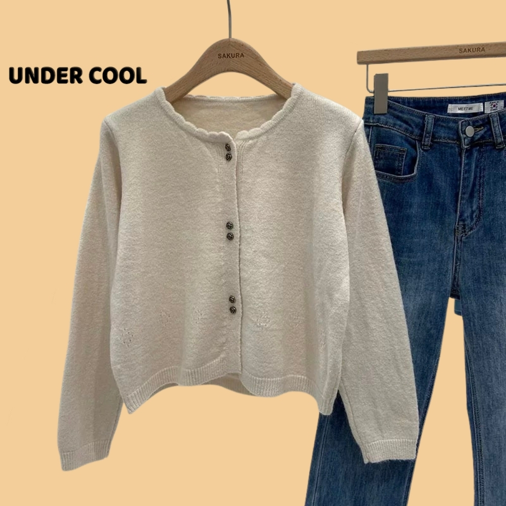 Áo khoác len UNDERCOOL Cardigan chất liệu len dày lông thỏ phối cúc đôi sang chảnh nữ tính cho các nàng AK28